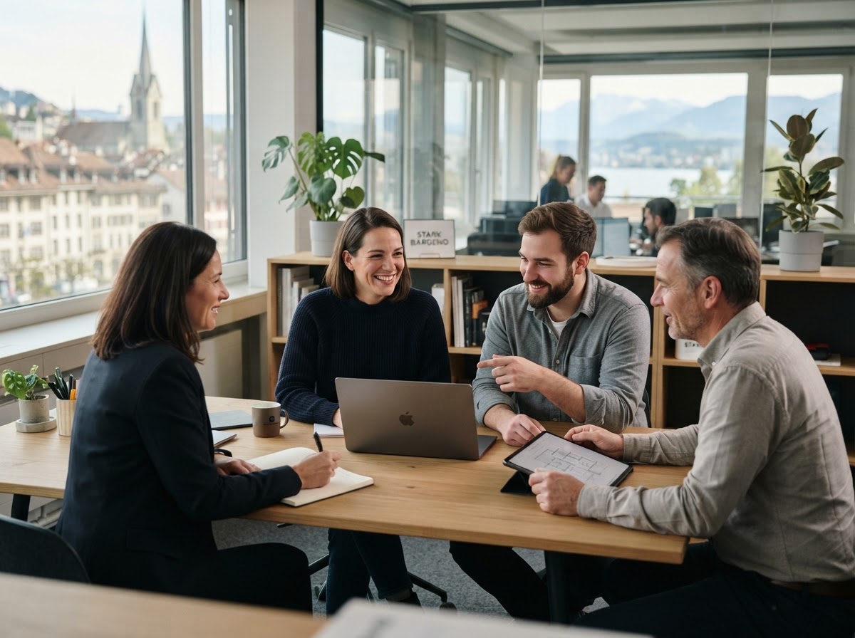 Crypto RX Index Team bei der Analyse von Marktdaten im Büro